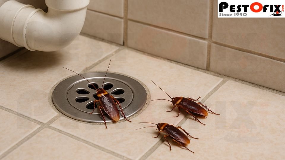 Cockroaches coming out of a kitchen drain pipe in Gurgaon home