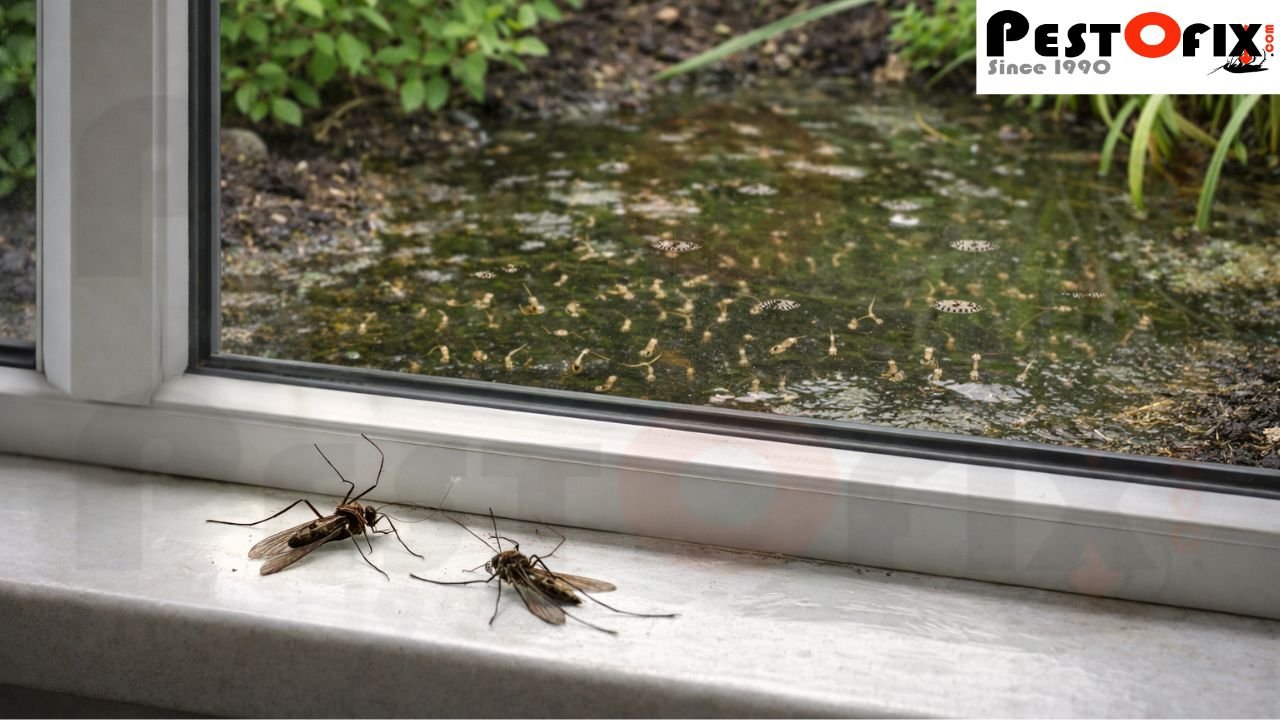 Adult mosquitoes eliminated indoors while larvae continue breeding outside