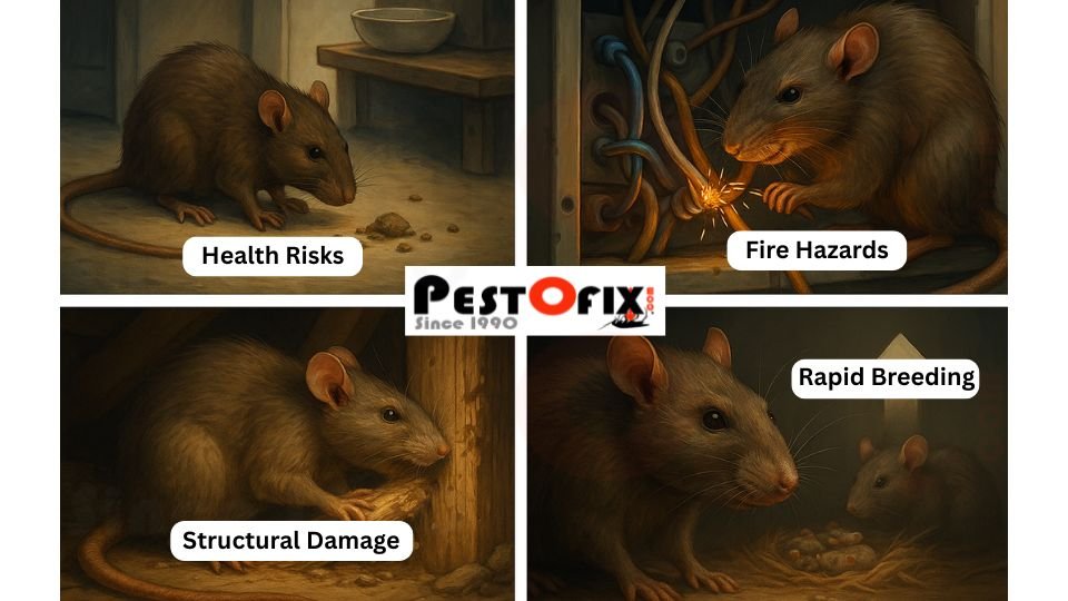 Collage showing causes of rat infestations in homes
