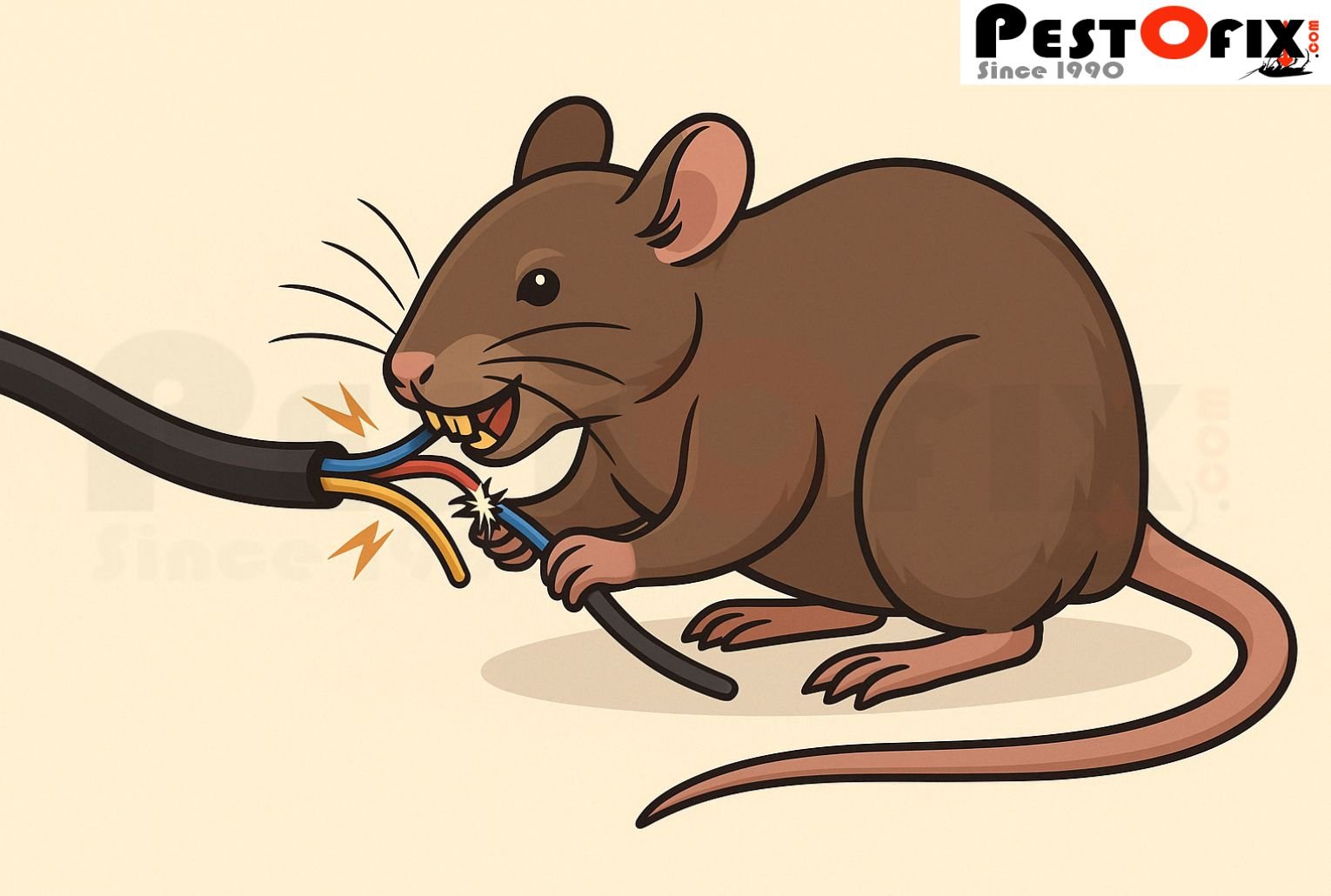 Illustration showing why rodents chew electrical wires