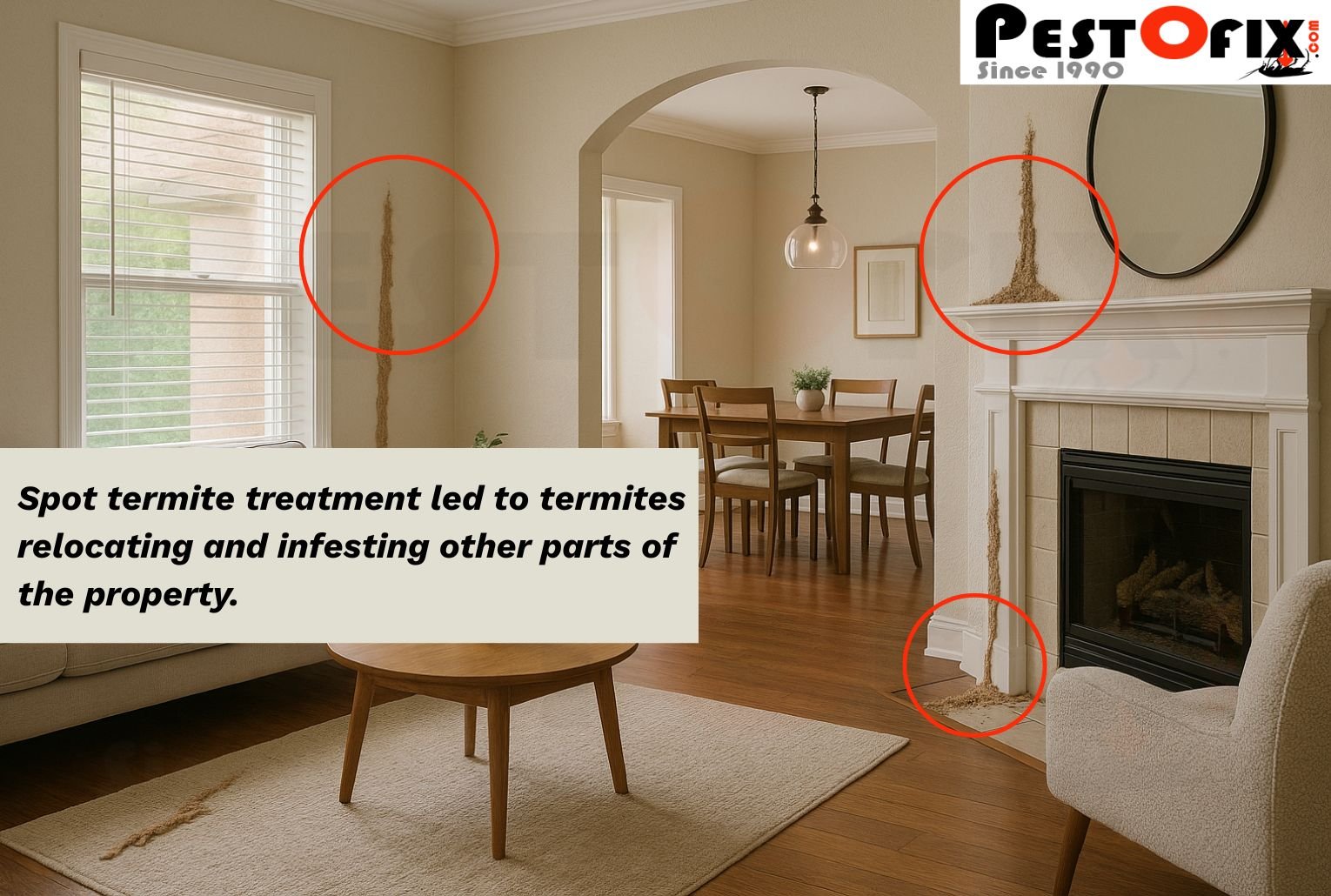 Untreated Area of Termite Treatment in House