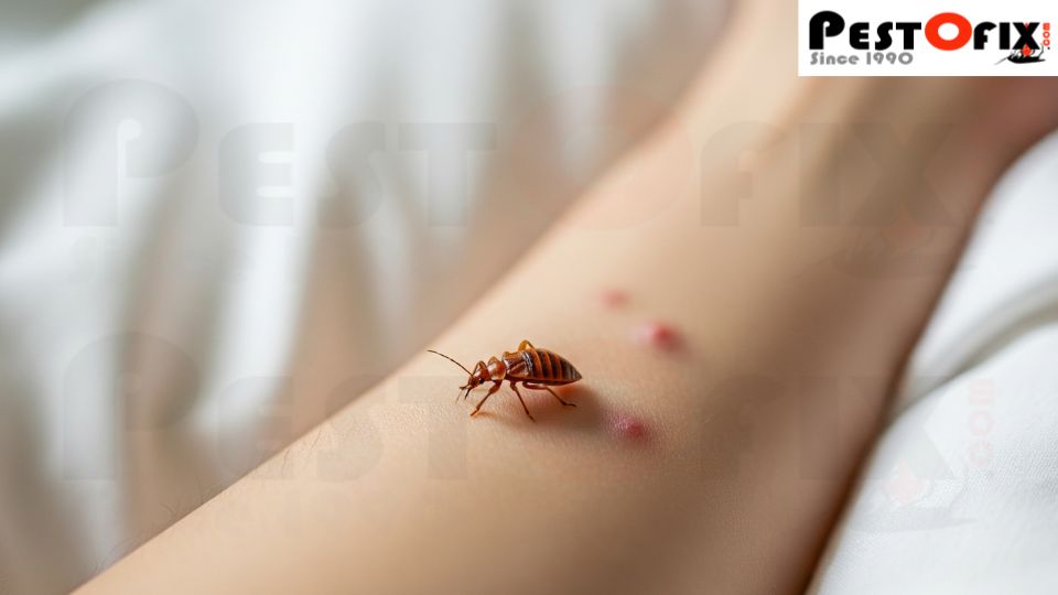 Close-up of bed bugs on mattress – bed bug pest control awareness