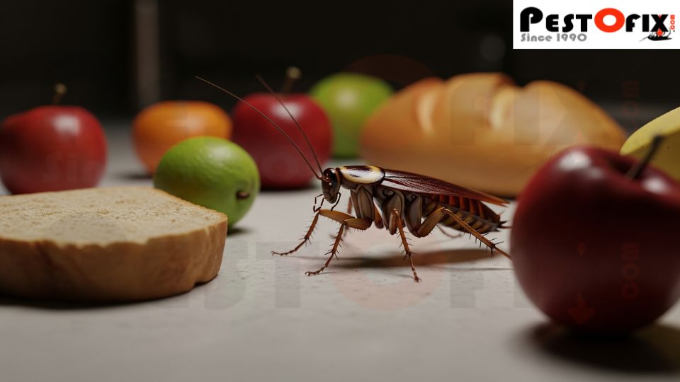 Cockroach contaminating food on kitchen counter – professional cockroach pest control