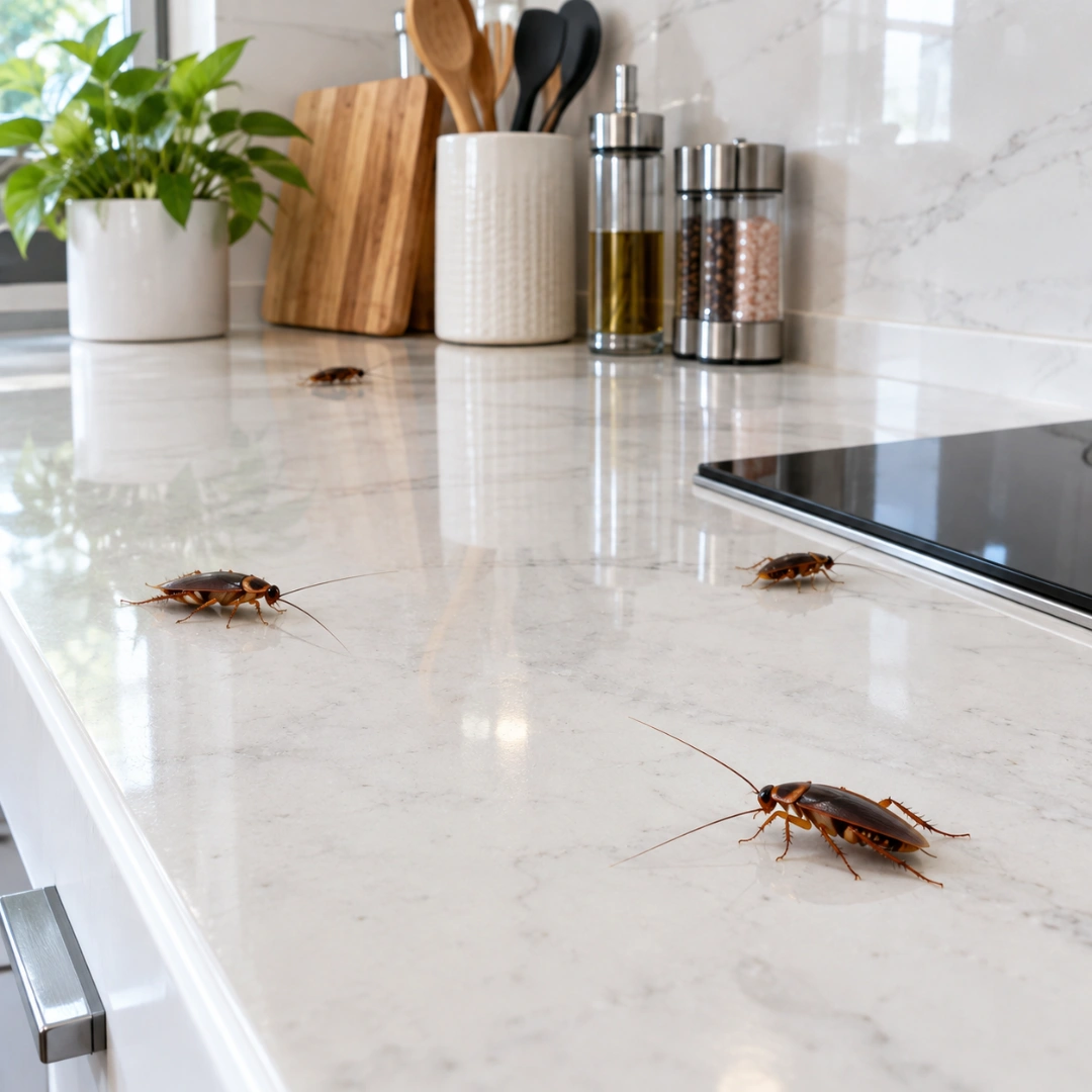 Pestofix technician treating a home kitchen for cockroaches